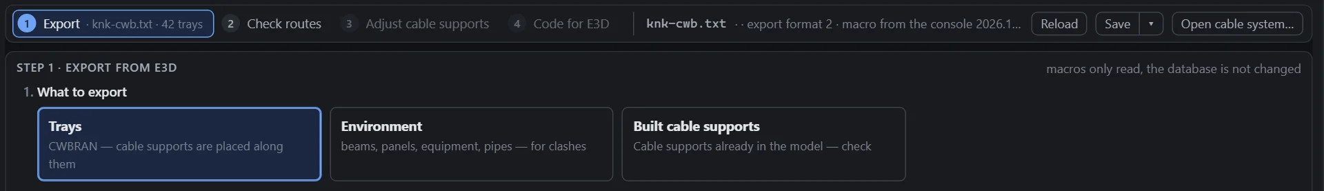 Step 1 in PML Console: choose what to export